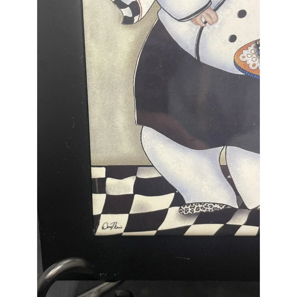 4PC.Set Ceramic‎ Tile Cook Chief Desing With Wood Frame Kitchen Decor